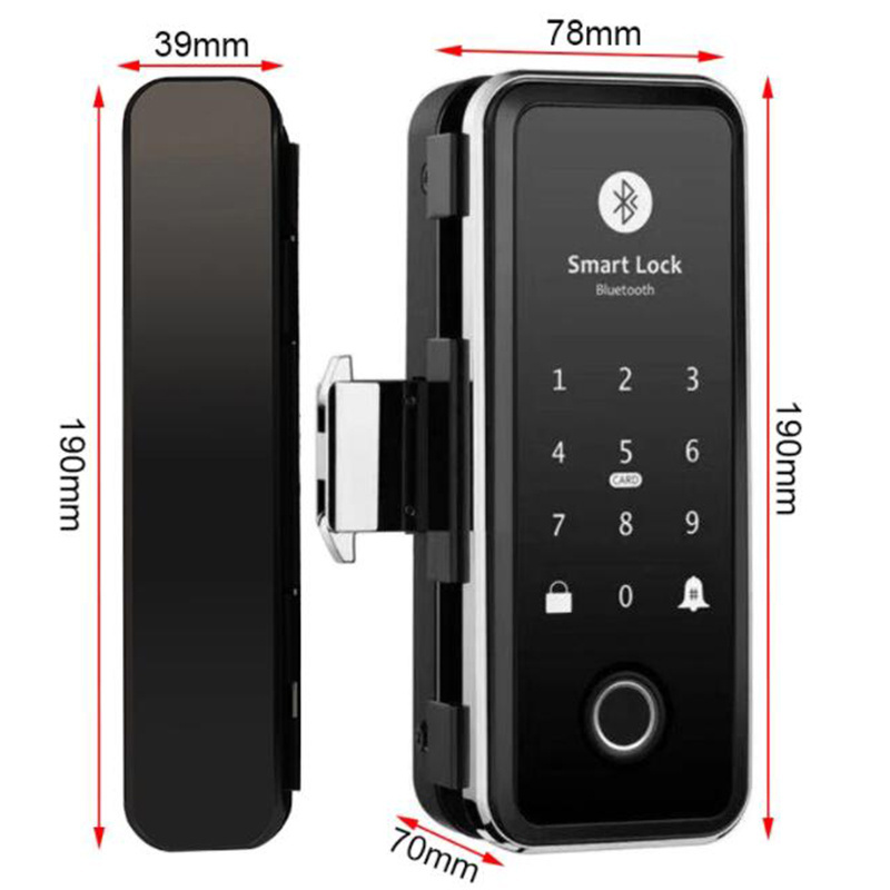 Office Building Sliding Glass Lock TTLOCK APP Blue-tooth Frameless Glass Swing Door Intelligent Fingerprint Lock