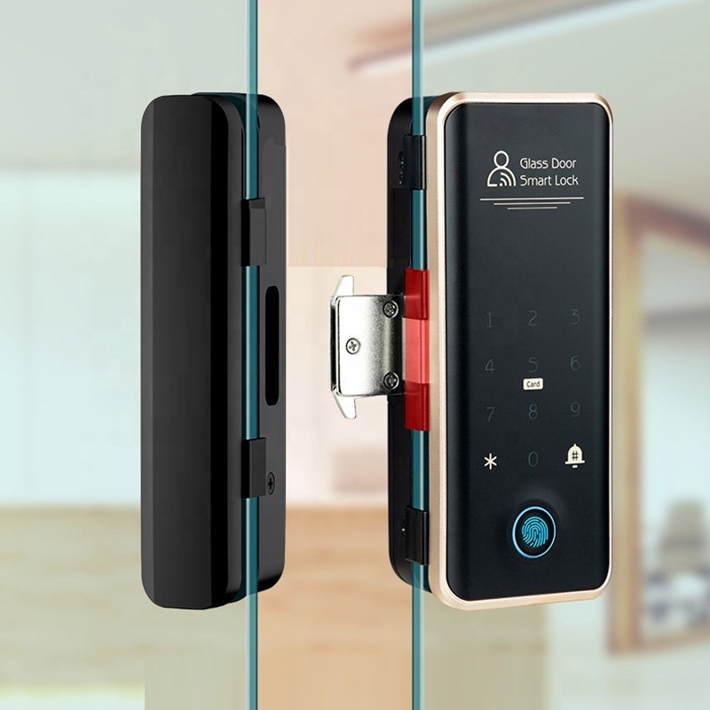 Slide Glass Door Lock Tuya smart App Blue-tooth Fingerprint Lock Sliding Aluminum Frameless Glass Wooden Door Smart Locks