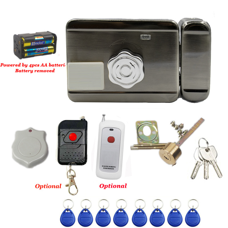 Keyless Entry RFID Door Lock Smart Electric RIM Lock For Swing Wood Door Iron Gate Battery Operated Intelligent Electronic Lock