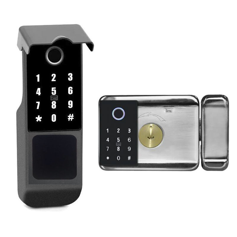 Double Side Keypad Tuya Smart Wifi Door Lock AA Batteries or 12V Intercom COmpatible Waterproof External Outdoor Gate Lock