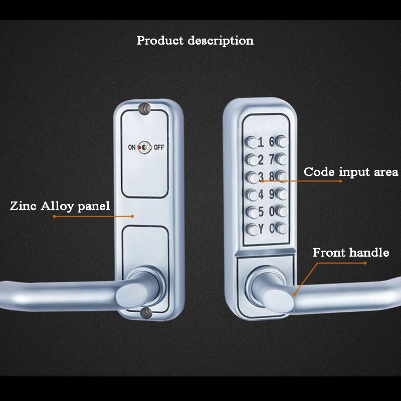 12 button Digital Keypad Zinc Alloy Mechanical Keyless Combination Lever Handle Lock For Outdoor Swing Gate