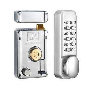 External Mechanical Keyless Entry Door Lock with Digital Keypad Knobs Zinc Alloy Battery  Free Combination Lock