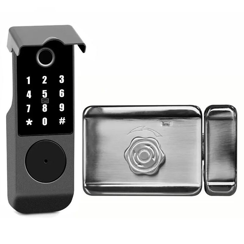 Waterproof Outdoor Gate Lock Electronic RIM Lock For Street Swing Door Tuya Wifi Or TTLOCK BLE Water-resistance Garage Door Lock