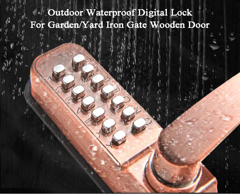 Double Side Code Keypad With Keys Mechanical Zinc Alloy Lock For Villa Gate Fence Waterproof Outdoor Intelligent Door Lock