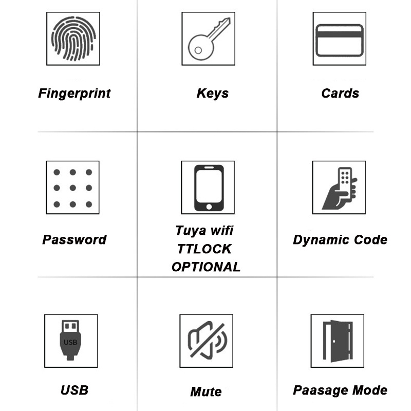 Tuya Smart Wifi Lock or Blue-tooth TTLOCK Smart Home Bedroom Door Lock with Keys Fingerprint Security Lock