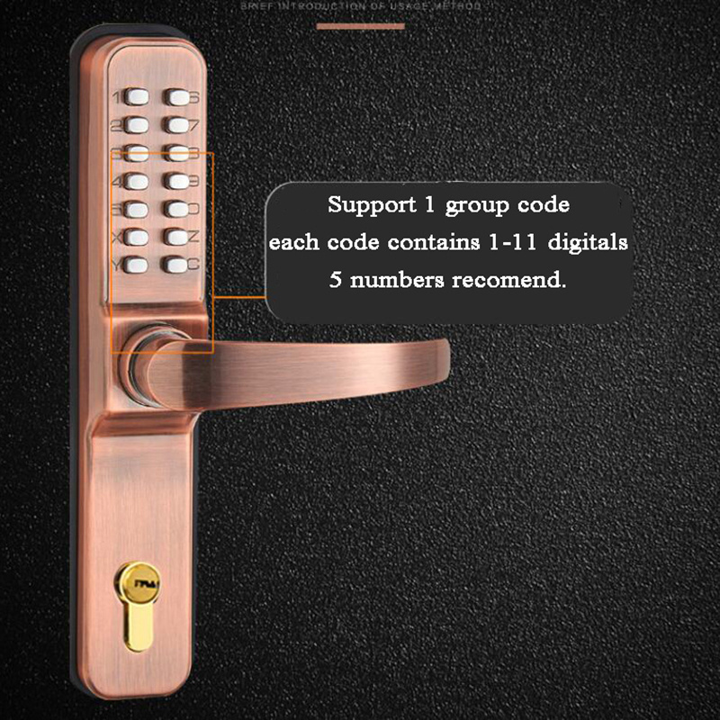 Double Side Code Keypad With Keys Mechanical Zinc Alloy Lock For Villa Gate Fence Waterproof Outdoor Intelligent Door Lock