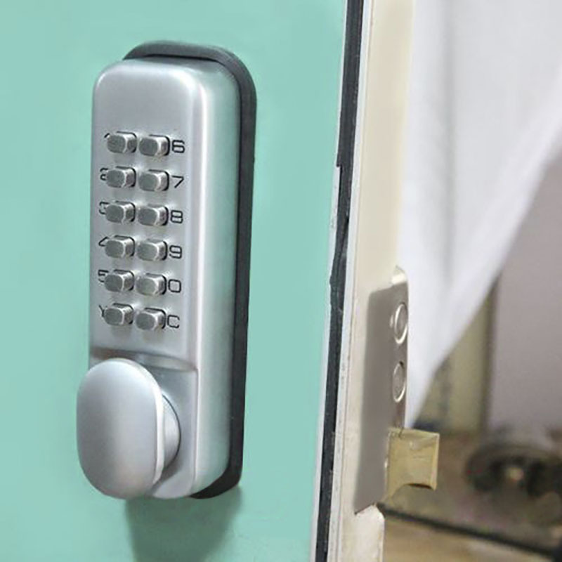 External Mechanical Keyless Entry Door Lock with Digital Keypad Knobs Zinc Alloy Battery  Free Combination Lock