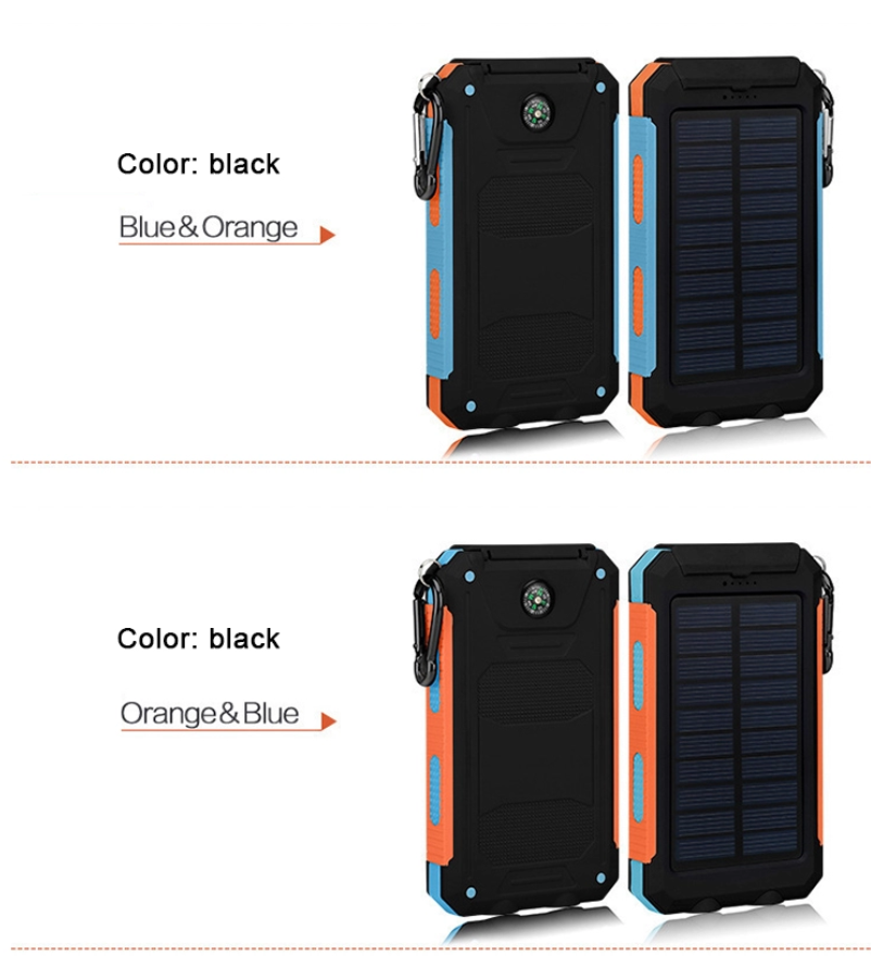 External Battery Pack Trending Solar Power Bank 20000mah 10000mAh Dual Super Bright Flashlight Compass Solar Panel Powerbank