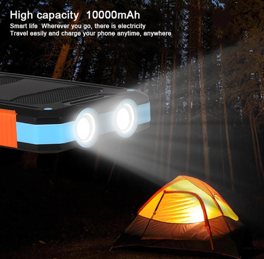 External Battery Pack Trending Solar Power Bank 20000mah 10000mAh Dual Super Bright Flashlight Compass Solar Panel Powerbank