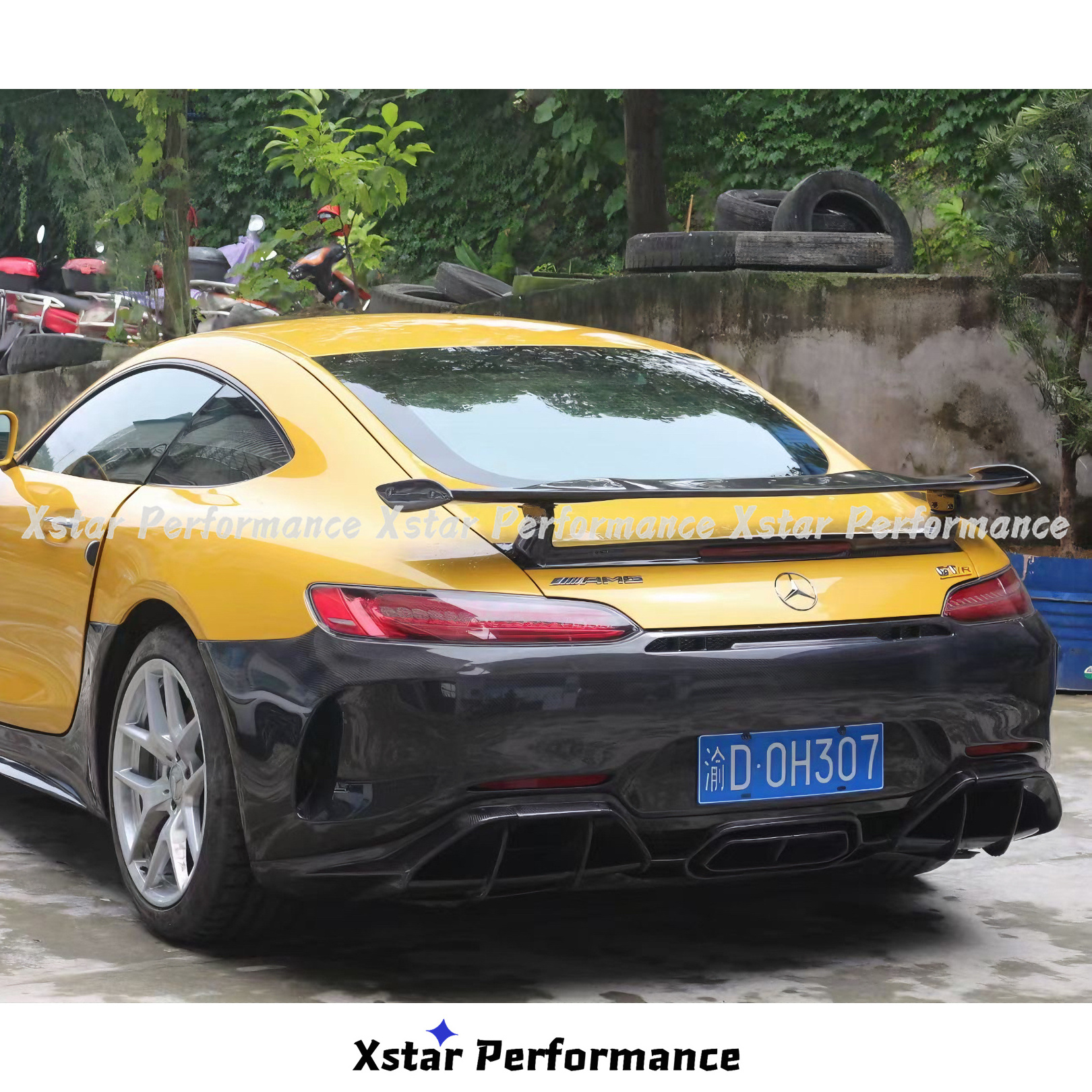 GTR Style Carbon Fiber Spoiler With Light For Mercedes Benz Amg GT GTS 2015-2018