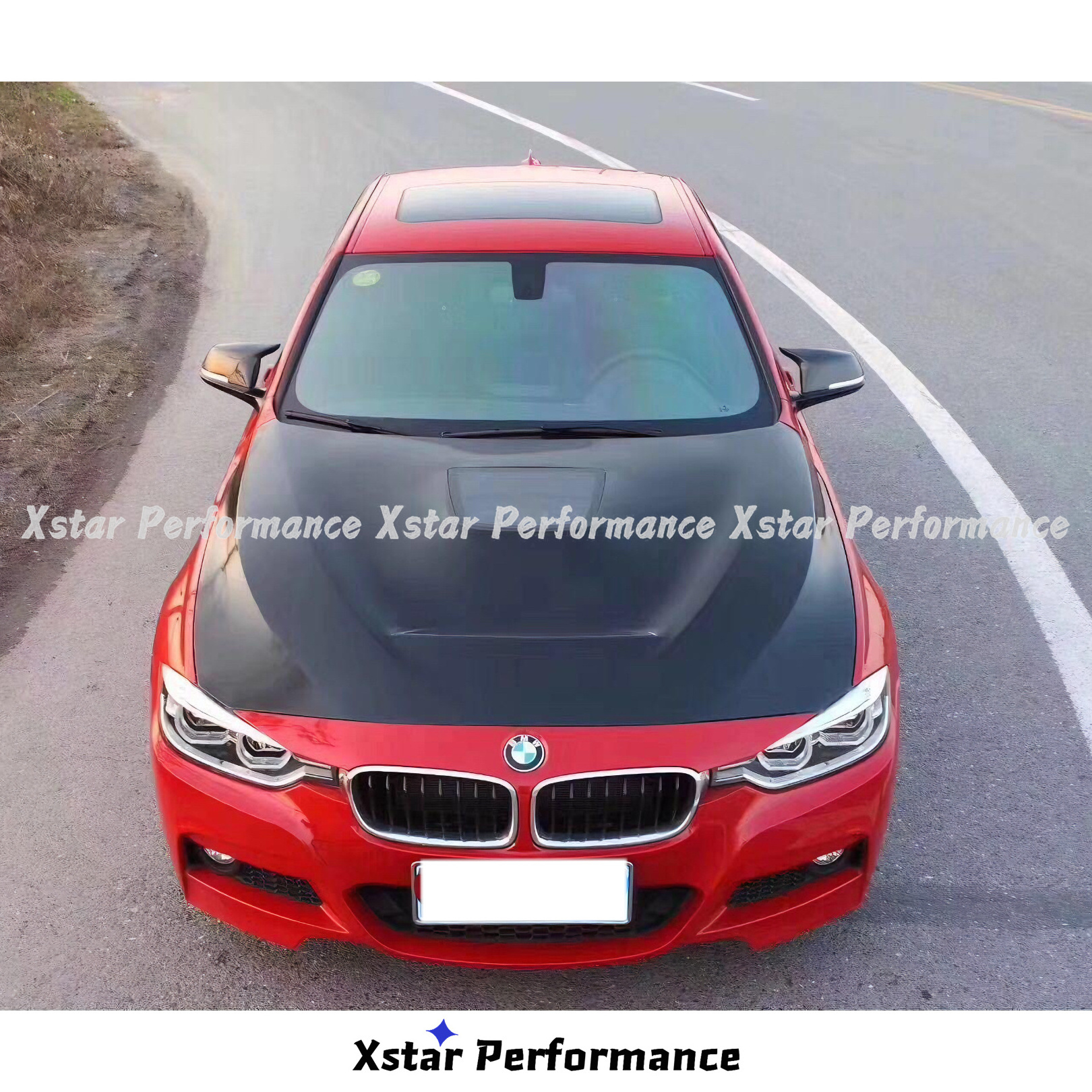 GTS Ver2 Style Carbon Fiber Hood Bonnet With Transparent Glass For BMW 3 Series F30 F35 2012-2018