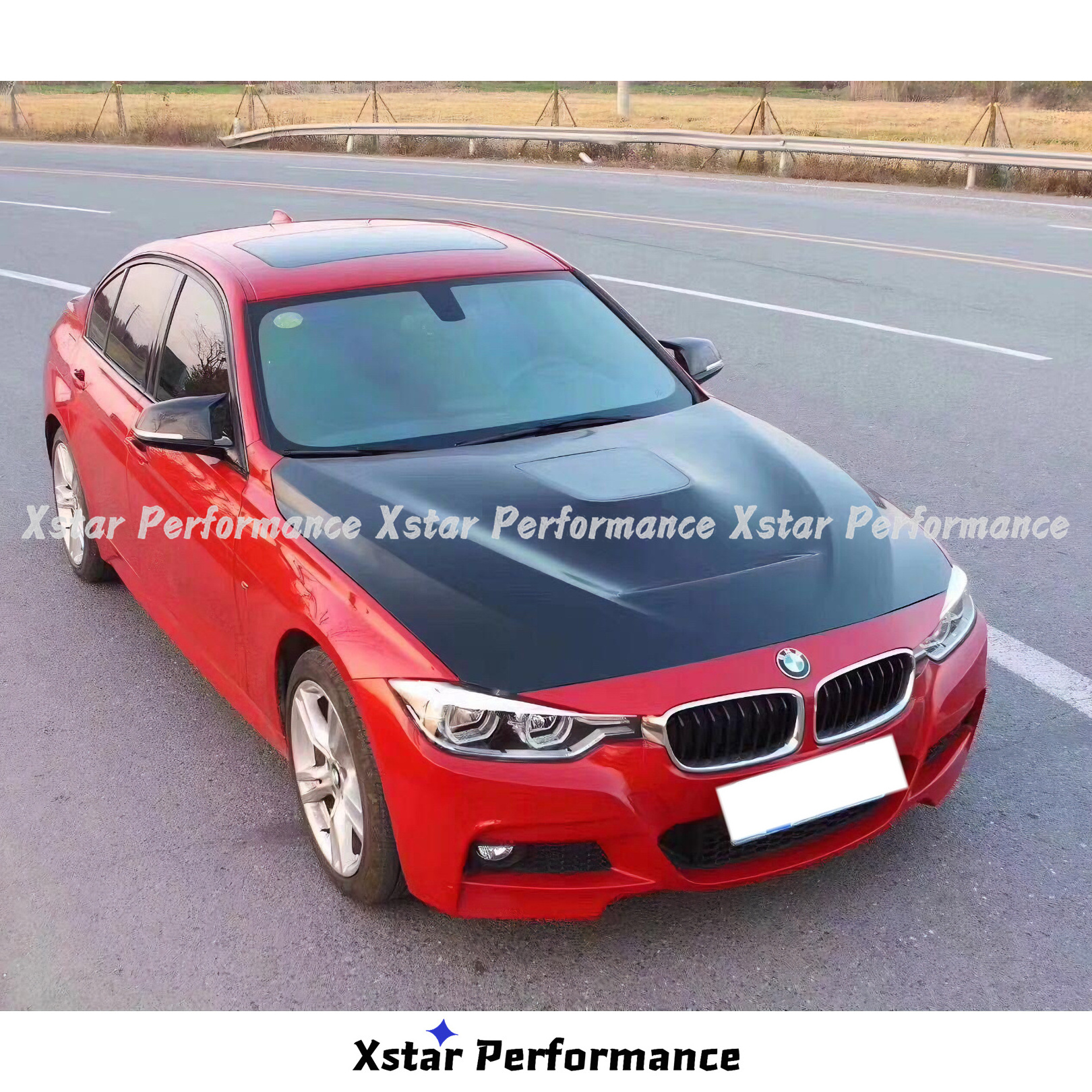 GTS Ver2 Style Carbon Fiber Hood Bonnet With Transparent Glass For BMW 3 Series F30 F35 2012-2018