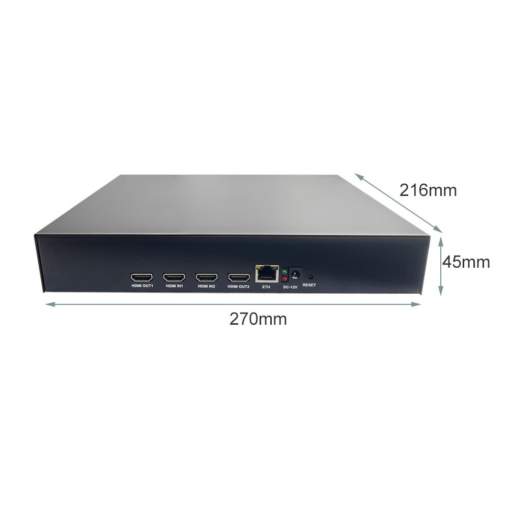 2 channel HD-MI in 2 loop out encoder supports 1 channel 4K@30fps+1 channel 1080p@60fps