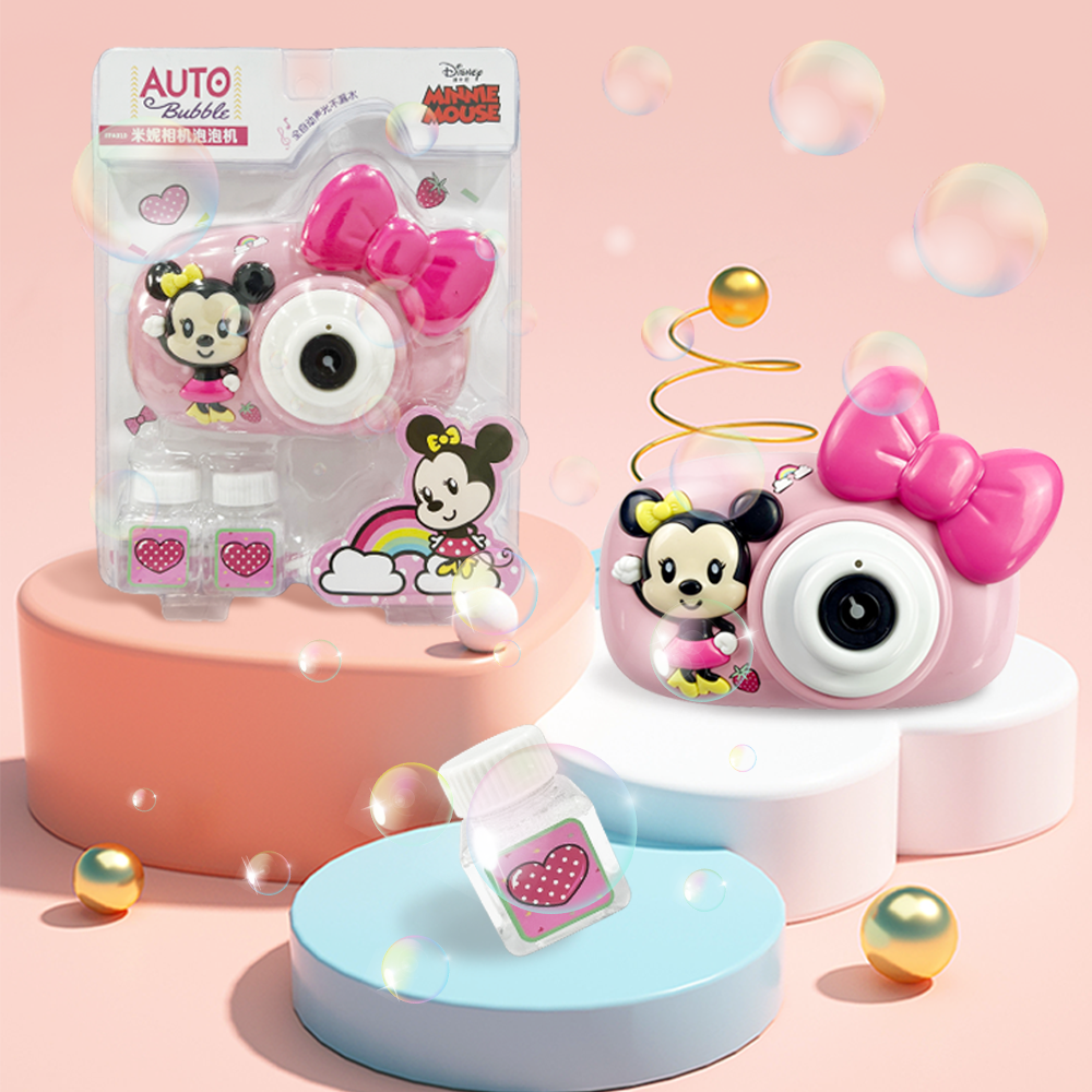 Funny Kids Outdoor Toy Music and Light Minnie Mouse Bubble Camera Bubble Machine Toy for Girls