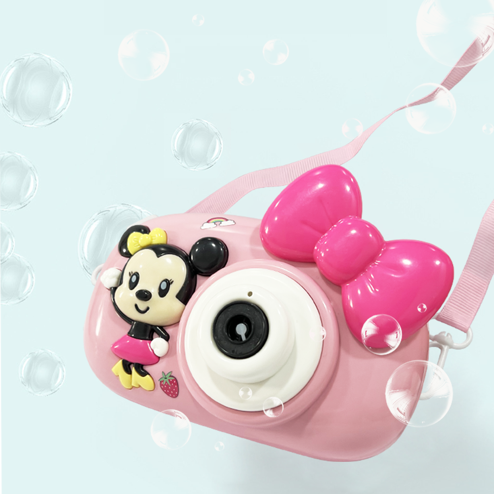 Funny Kids Outdoor Toy Music and Light Minnie Mouse Bubble Camera Bubble Machine Toy for Girls