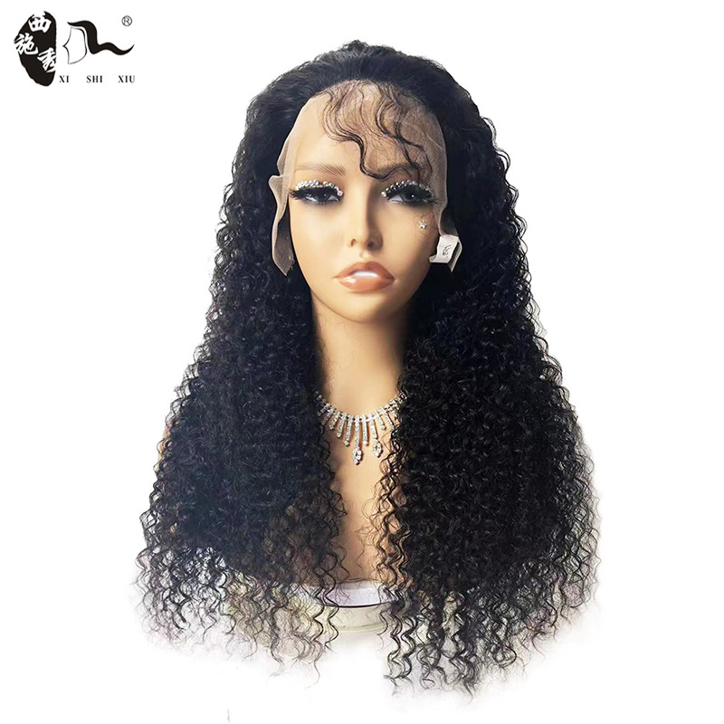 XISHIXIUHAIR Wholesale Curly Human Hair Wig 13x4 Front Lace Wig 100% Human Hair 13x6 mongolian curly frontal wig