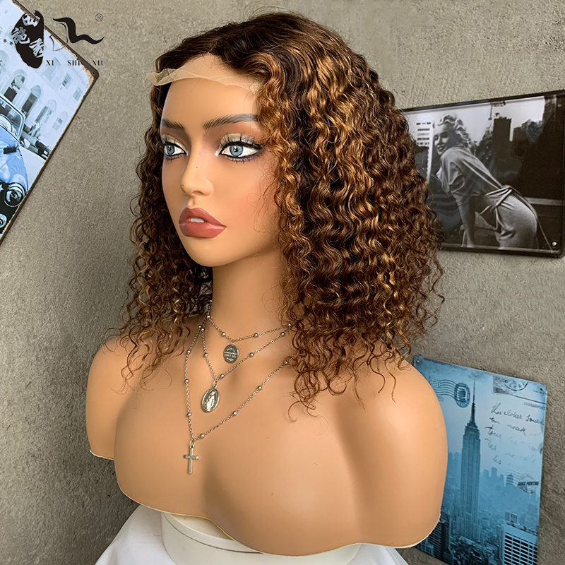 Most Expensive Afro Curly Wigs Natural Hairline 180% Density Remy Human Hair For Black Women wholesale short lace front bob wig