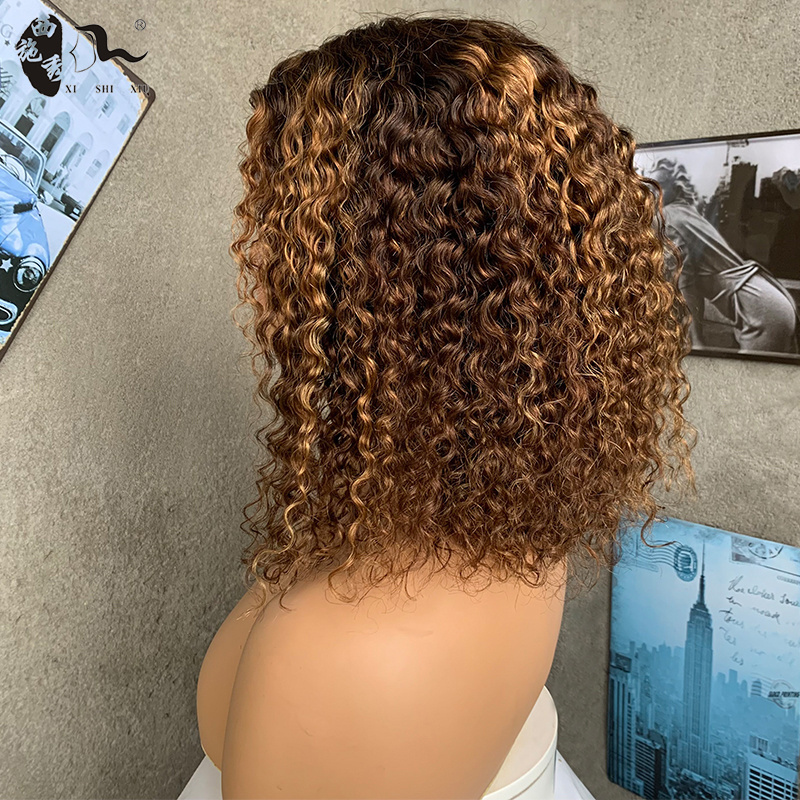 Most Expensive Afro Curly Wigs Natural Hairline 180% Density Remy Human Hair For Black Women wholesale short lace front bob wig