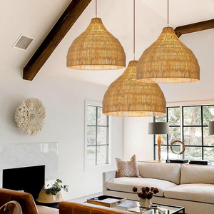 Modern Home Decor Handmade Natural Woven Lamp Vintage Hanging Rattan Lampshades Chandelier & Pendant Lights