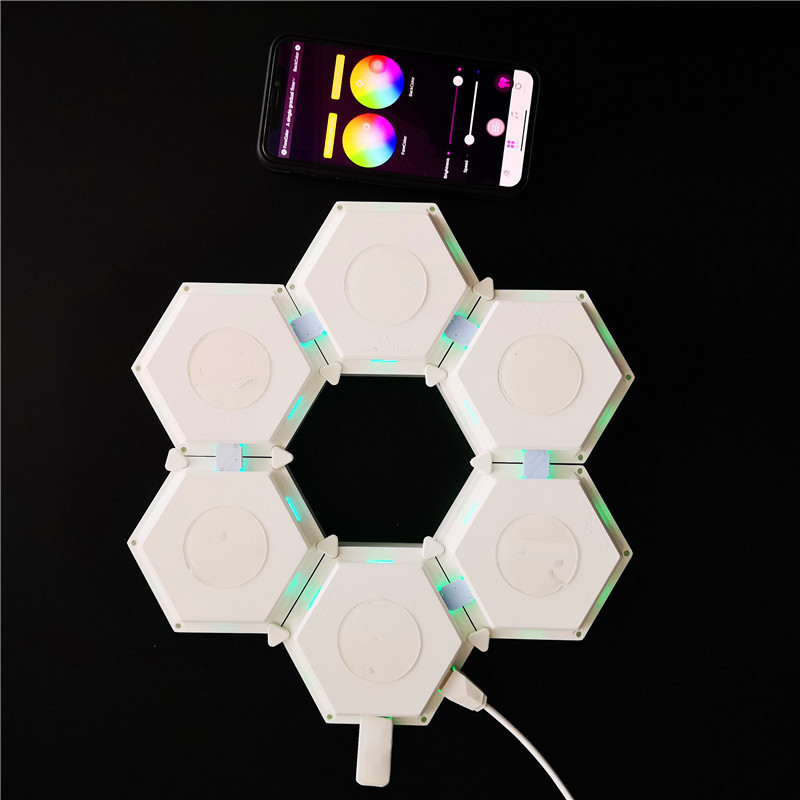 Factory Wholesale RGB Led Hexagon Panel Light Lamp, Modular wireless Quantum Hexagon panel Light App Led Hexagonal Lamps