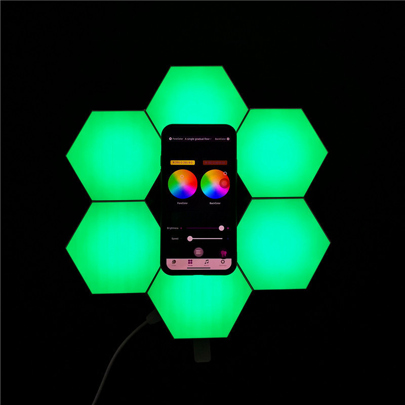 Factory Wholesale RGB Led Hexagon Panel Light Lamp, Modular wireless Quantum Hexagon panel Light App Led Hexagonal Lamps