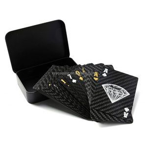 Custom Double Sided Waterproof Carbon Fiber Black Poker Playing Cards