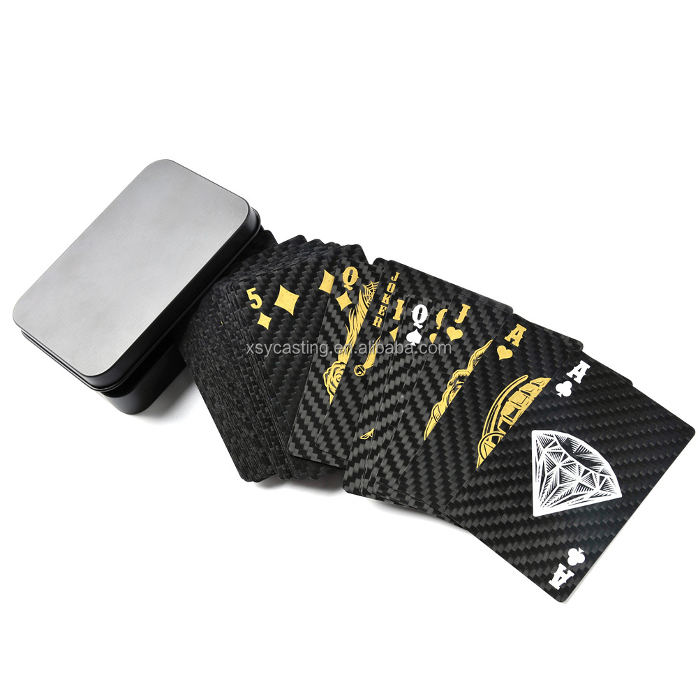 Popular Table Game Waterproof Luxury Carbon Fiber Playing Poker Cards with Customized Logo