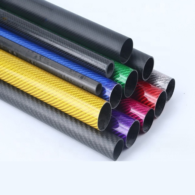 UAV Drone high strength lightweight 3K twill carbon fiber tube telescopic tube matte finish colorful painting accessories parts