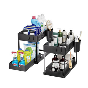 Under Sink Organizer, Pull Out Cabinet Organizer 2 Tier Slide Out Sink Shelf Cabinet Storage Shelves, Storage for Bathroom