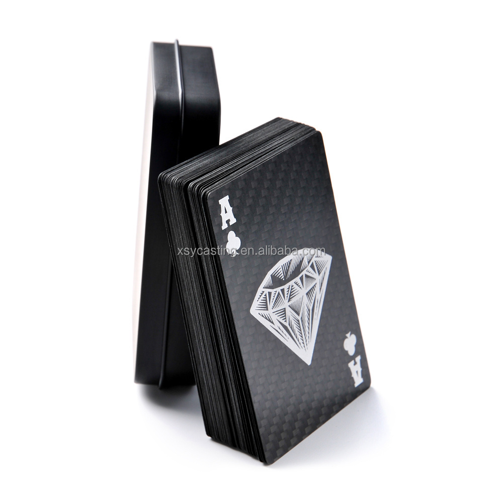 Carbon Fiber Black Playing Cards with Custom Printing