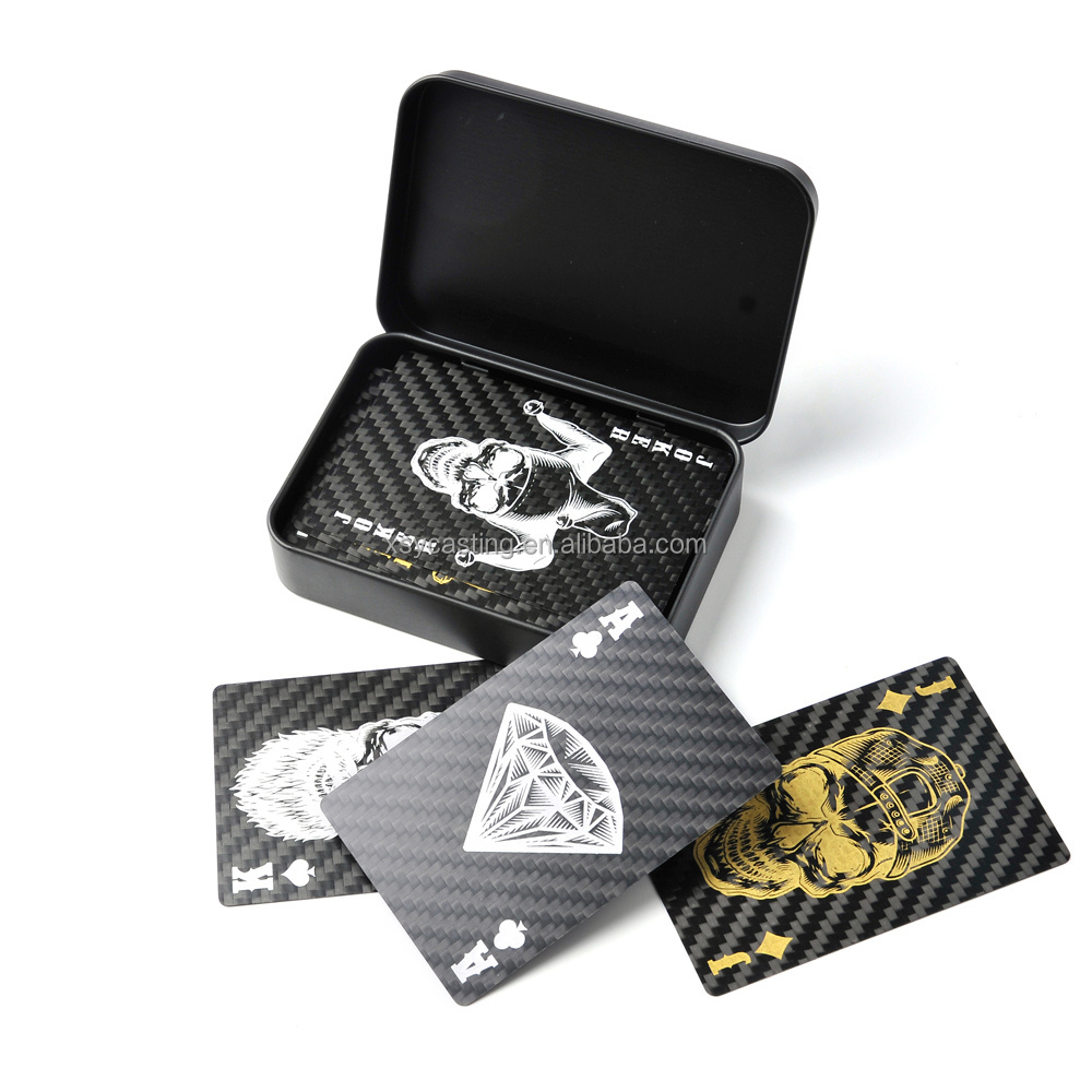 Popular Table Game Waterproof Luxury Carbon Fiber Playing Poker Cards with Customized Logo