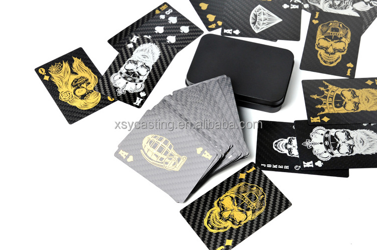 Popular Table Game Waterproof Luxury Carbon Fiber Playing Poker Cards with Customized Logo