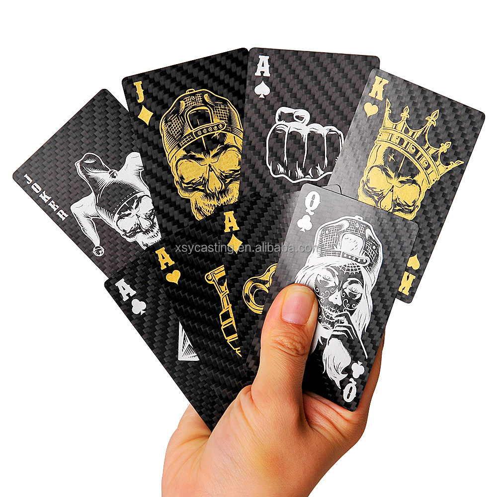 Carbon Fiber Black Playing Cards with Custom Printing