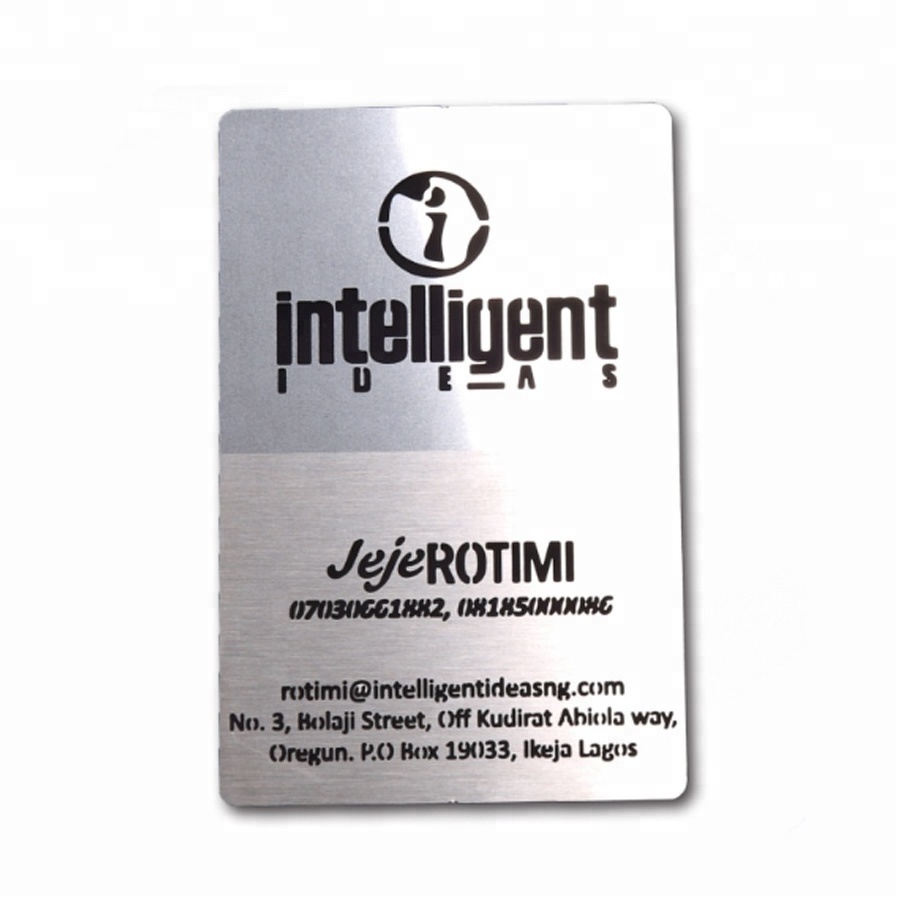 stainless steel engrave silver metal business card brushed