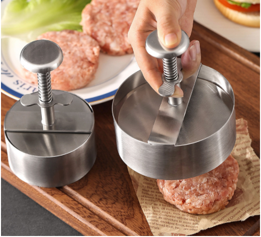 Burger press adjustable hamburger patty maker with 100pcs wax patty papers 304 stainless steel