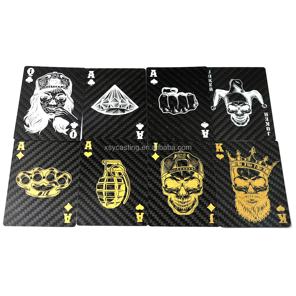 Anti Cheating Black Color Waterproof Custom Carbon Fiber Poker Playing Cards