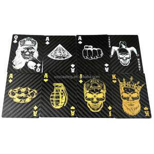 Anti Cheating Black Color Waterproof Custom Carbon Fiber Poker Playing Cards