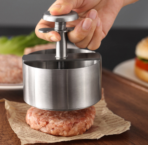 Burger press adjustable hamburger patty maker with 100pcs wax patty papers 304 stainless steel