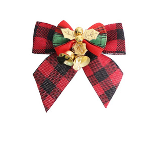 Christmas bells bow decorative tie Christmas tree hanging accessories red and green striped bow tie