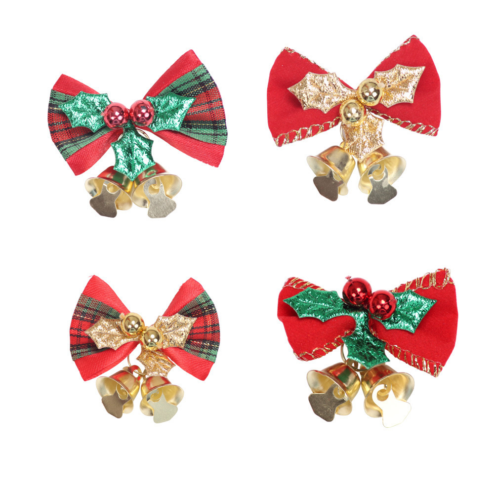 Christmas Party Favors Accessories Supplies Decor Ornament Bowknot Bowtie Christmas Tree Tree Gift Ribbon Mini Bows with Bell