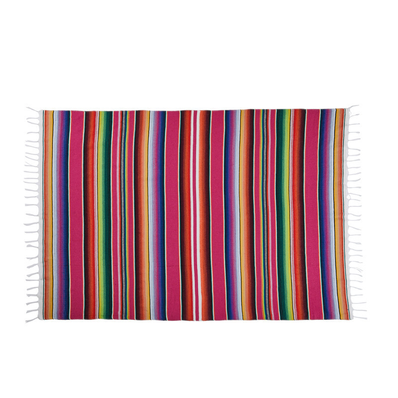 Top Online Seller Stock Lots Thick Serape Cotton Mexican Woven Blanket for Home Decor