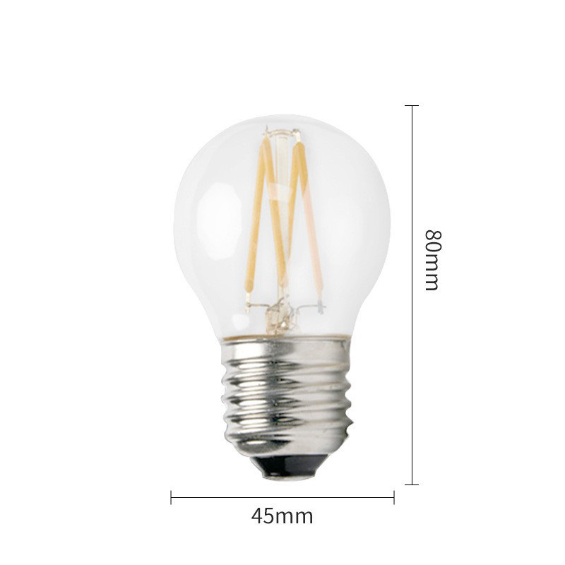 Customized G45 clear led filament bulb light lamp with 360 degree beam angle 220v 120v Glass Cover Edison E27 Style