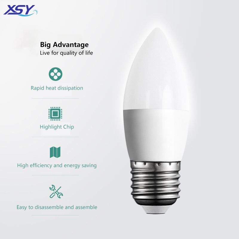 Factory Cheap Price Wholesale  12V 110V 5W 7W  E27  Led Bulb White Candle Shape Flicker Flame Led Light Bulbs