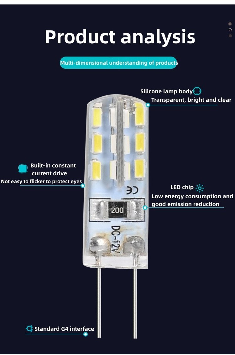 Customized g4 dimmable filament led bulb2.5w 4W 2.5w led filament bulb p45 24v