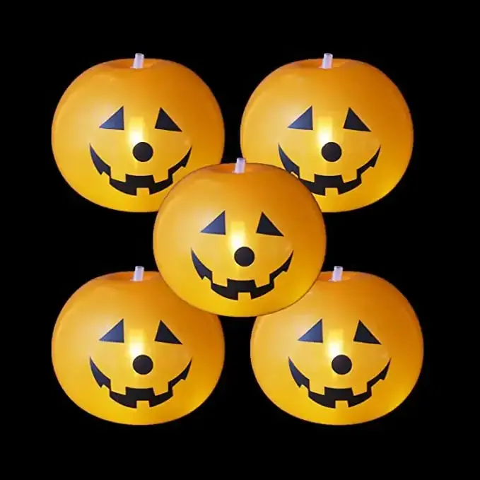 Pumpkin LED Light Up Balloons Flashing Light Halloween Pumpkin Balloons Ghost Latex Balloons for Easter Halloween Party Decor