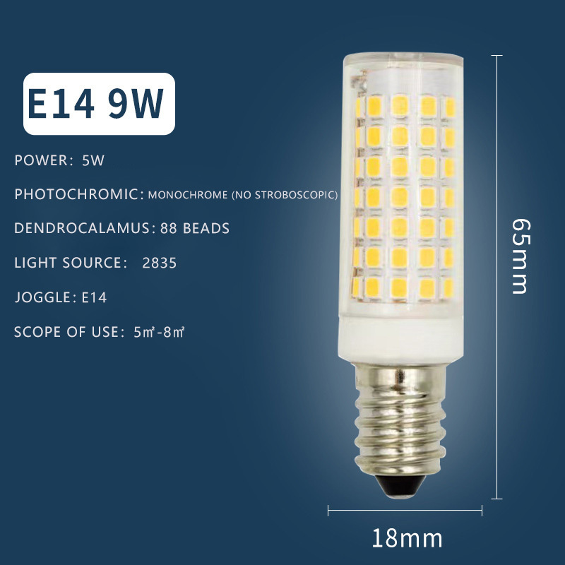 Customized E12 E14 LED Bulb High Brightness Threaded Ceramic Corn Lamp AC220V 5W-12W  Warm Yellow White Cool White No Flicker