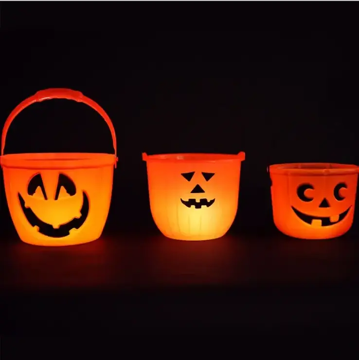 Newish Halloween LED Flash Candy Bucket Lights Decorations Pumpkin Bucket for Trick or Treat Props Halloween Party