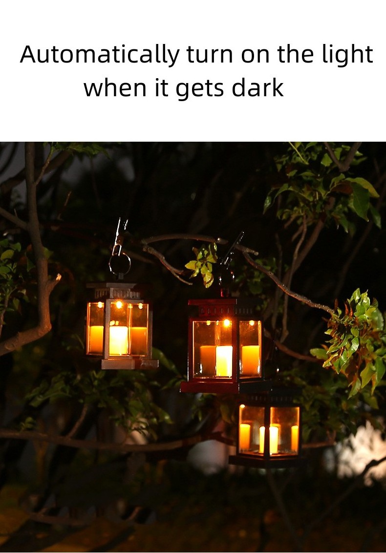 Solar Light Home Outdoor Garden Decoration Garden Light Retro Atmosphere LED Candle Hanging Light