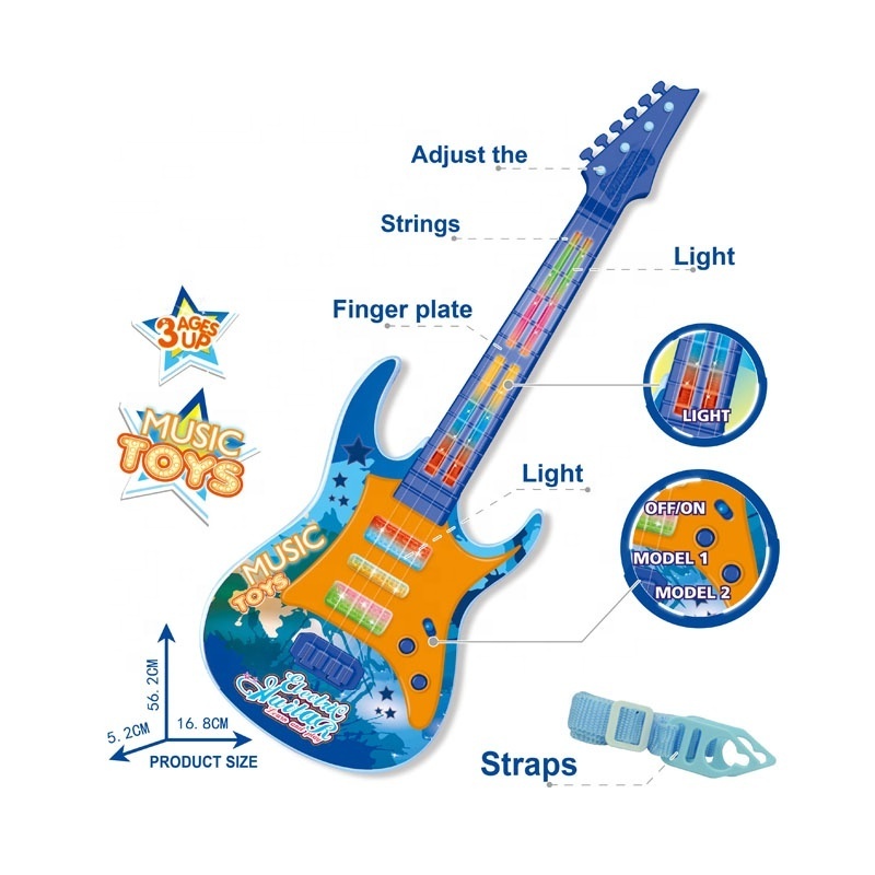 New Design Instrument Musical Toys For Children Music Toys Set 4 String Guitar With Light&Music Toy Guitar