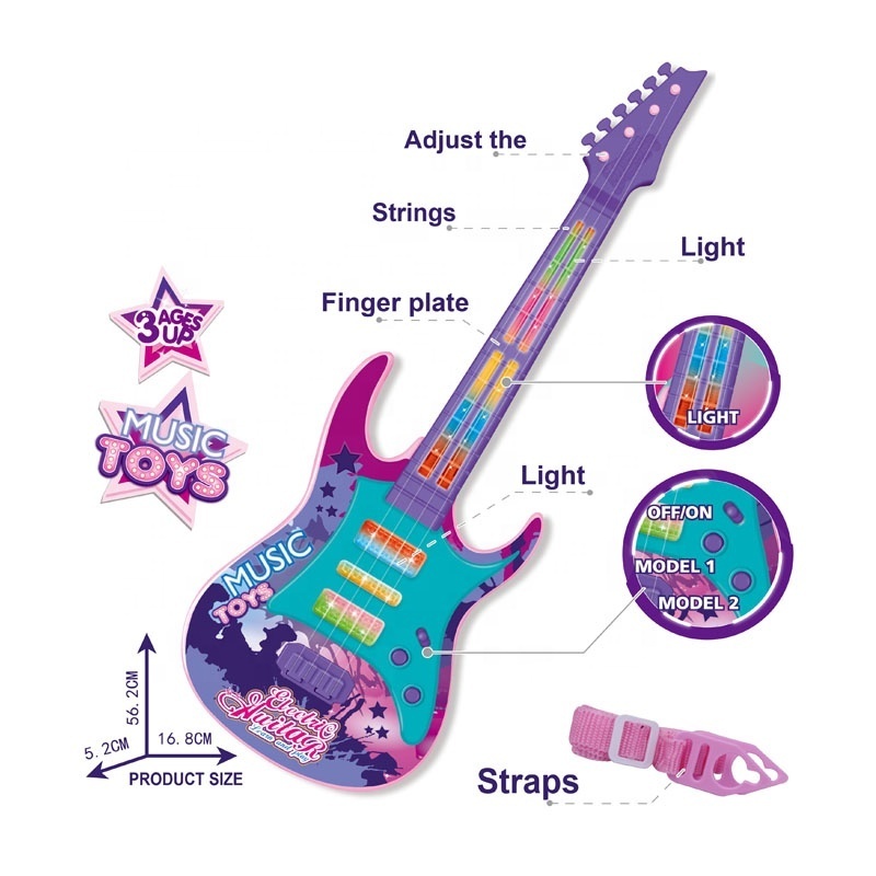 New Design Instrument Musical Toys For Children Music Toys Set 4 String Guitar With Light&Music Toy Guitar